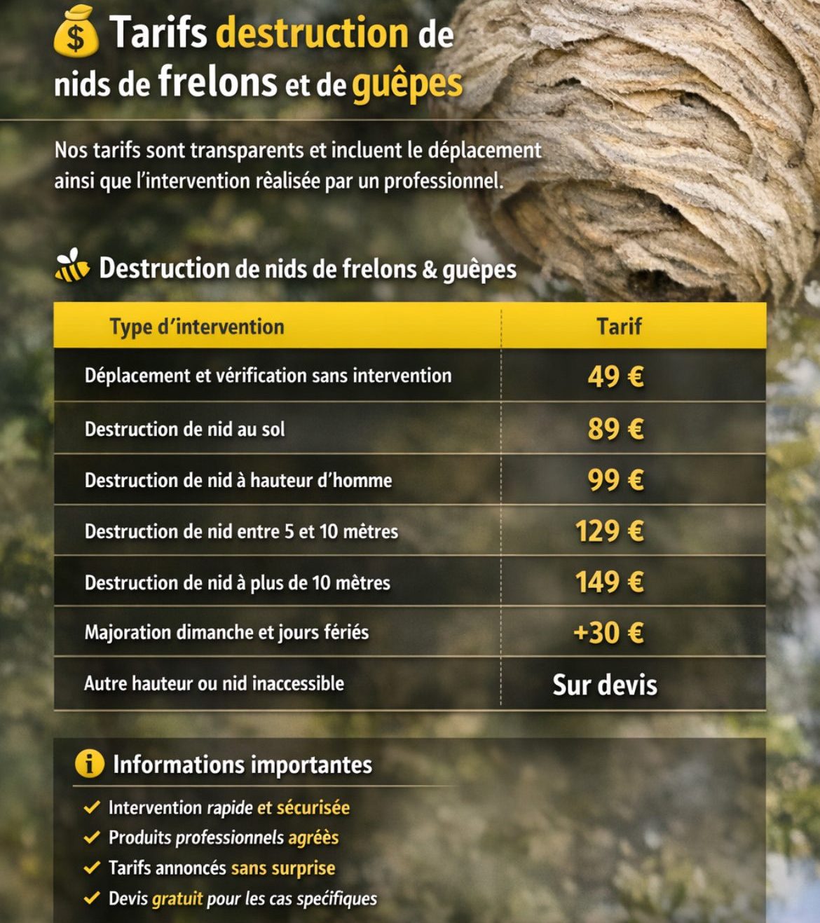 tarif destruction nid aix noulette